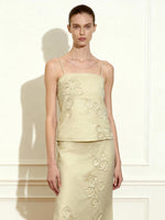 リネンコード刺繍ストラップキャミソール - ナチュラル