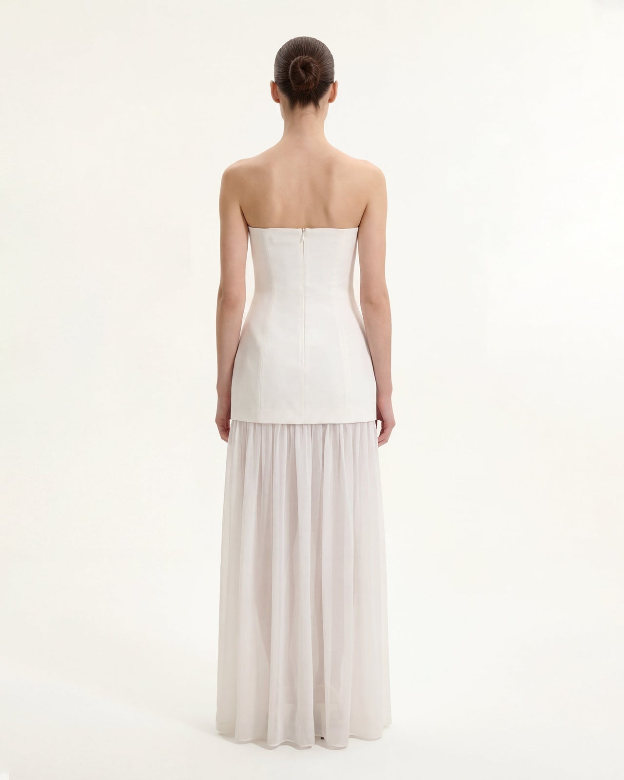 花柄ワンショルダーマキシドレス - ホワイト