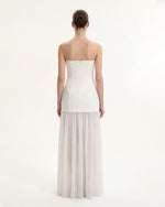 花柄ワンショルダーマキシドレス - ホワイト