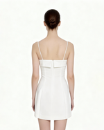 Iris 花柄プリントスパゲッティストラップボディコンドレス - ホワイト