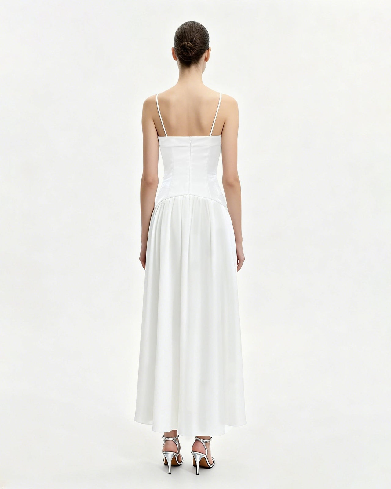 花柄プリントマキシドレス - ホワイト