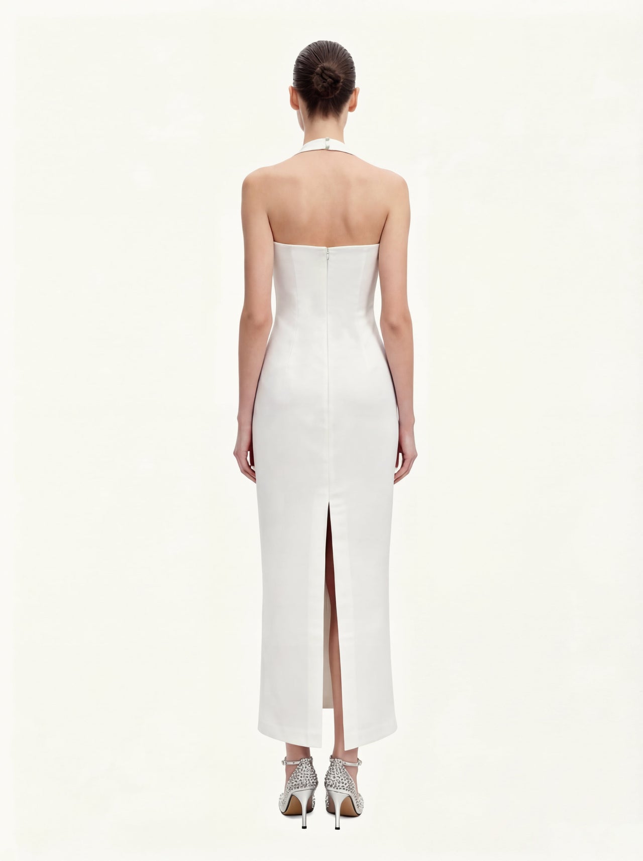 花柄プリントホルターネックマキシドレス - ホワイト