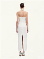 花柄プリントホルターネックマキシドレス - ホワイト