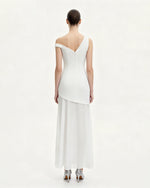 花柄アシンメトリーマキシドレス - ホワイト