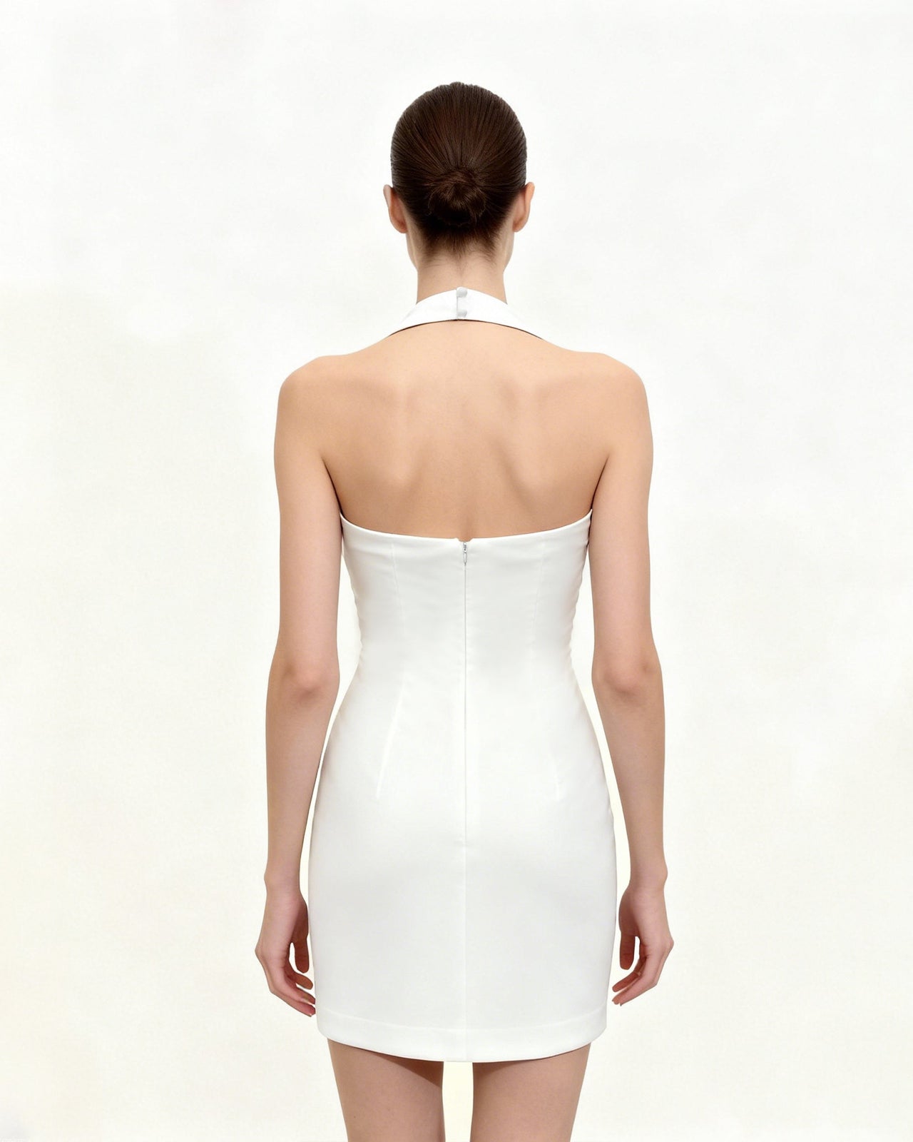 花柄ホルターネックボディコンドレス - ホワイト