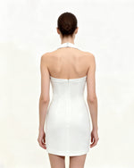 花柄ホルターネックボディコンドレス - ホワイト