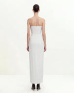 花柄ストラップレスマキシドレス - ホワイト