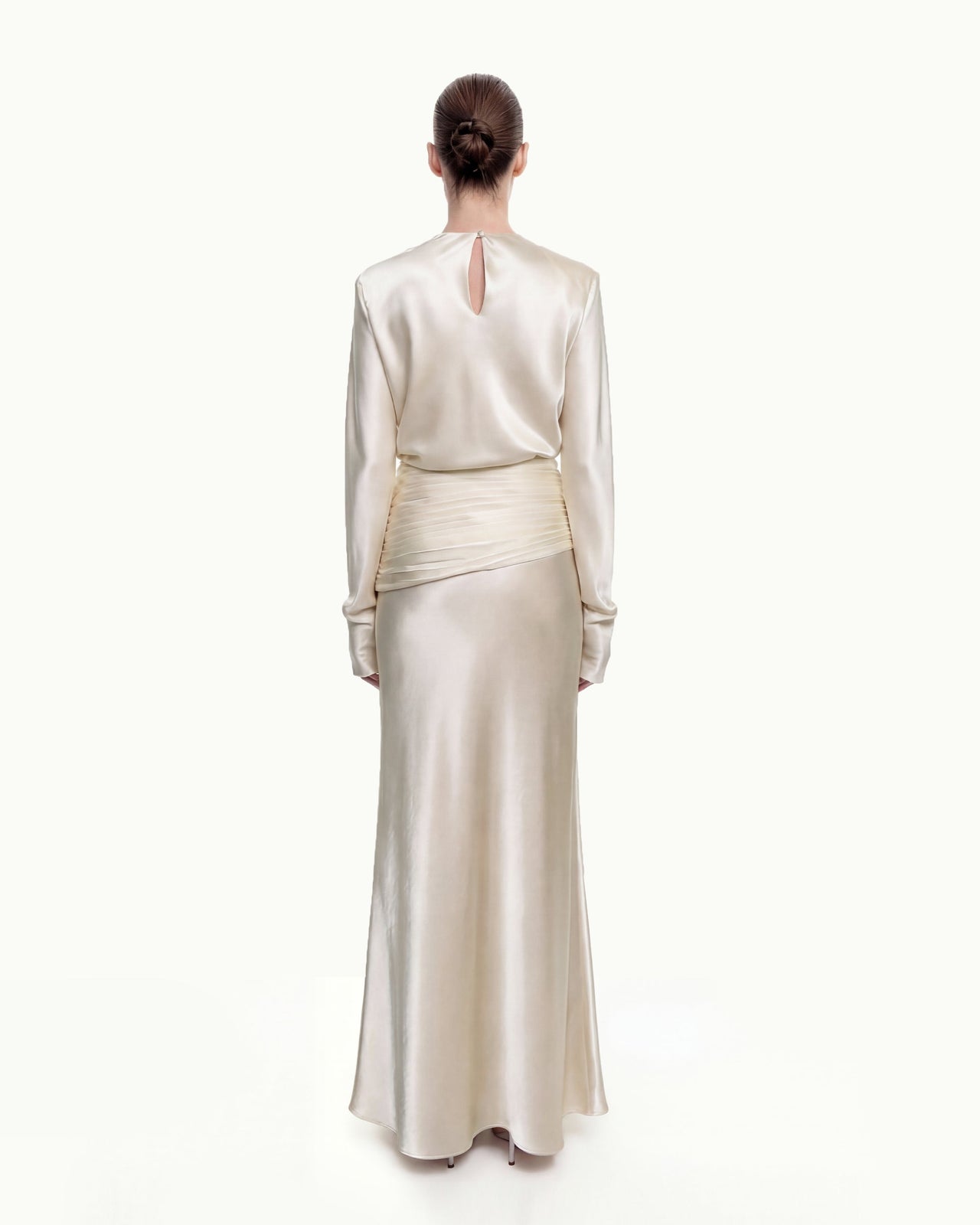 サテンライク ドレープ マキシスカート - クリーム