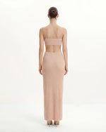 リブニット カットアウト マキシワンピース - ピンク