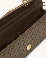 Celeste 織り目加工 エンベロープ トップハンドルバッグ - モカブラウン