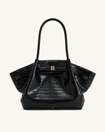 Hana ラージ トートバッグ - ブラック クロコ