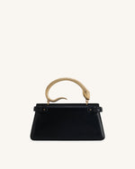 Elena スネークハンドル トップハンドルバッグ - ブラック