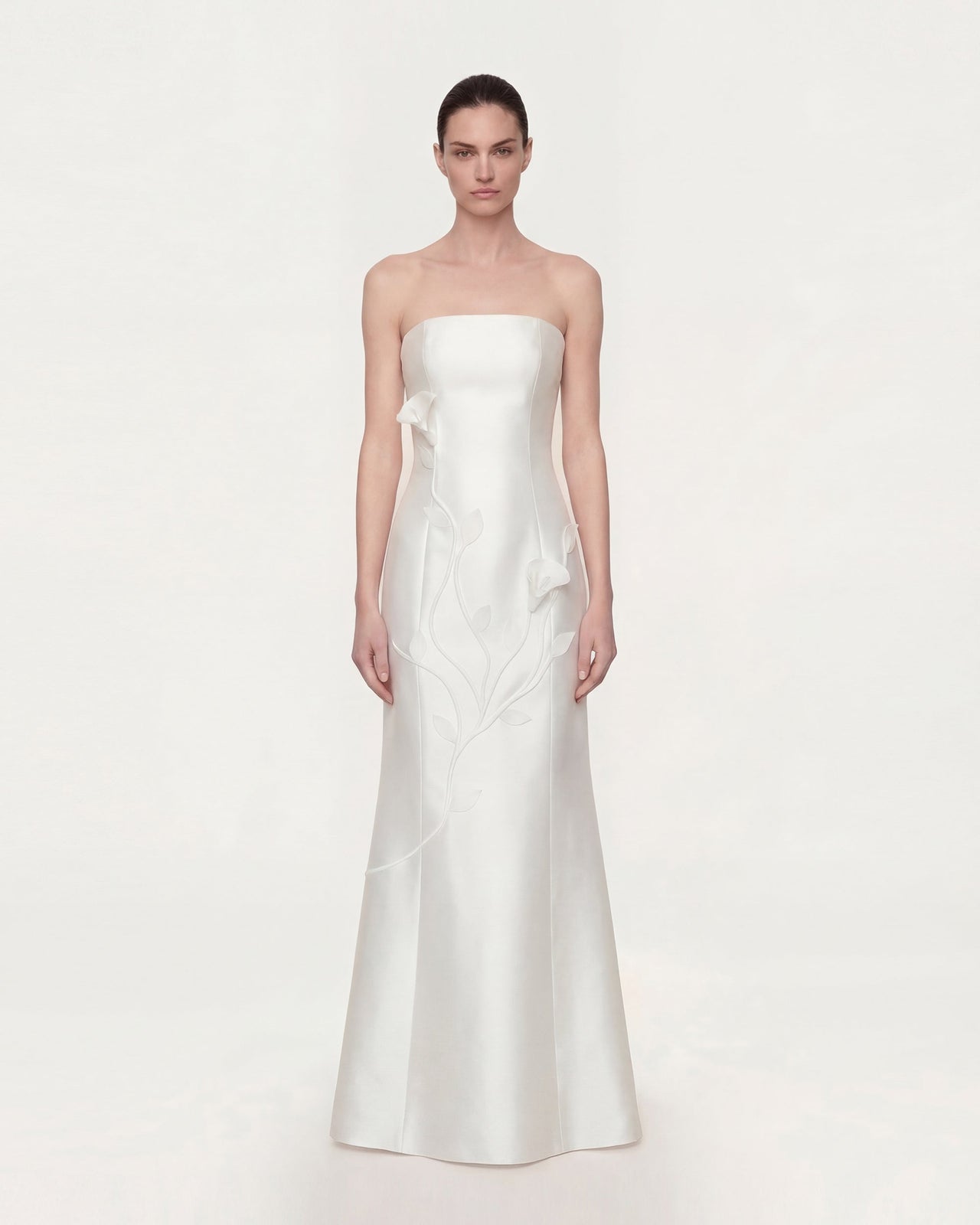 フラワーストラップレスワンピース - ホワイト