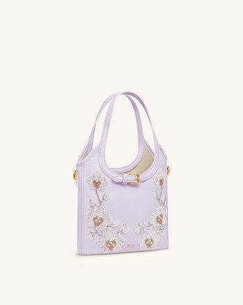 Brooke ミニ ベルテッド エンベリッシュド オーキッドビーズ トップハンドルバッグ - ラベンダー