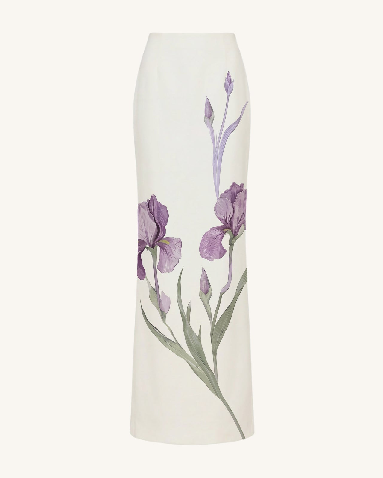 Iris モチーフ マキシスカート - ホワイト