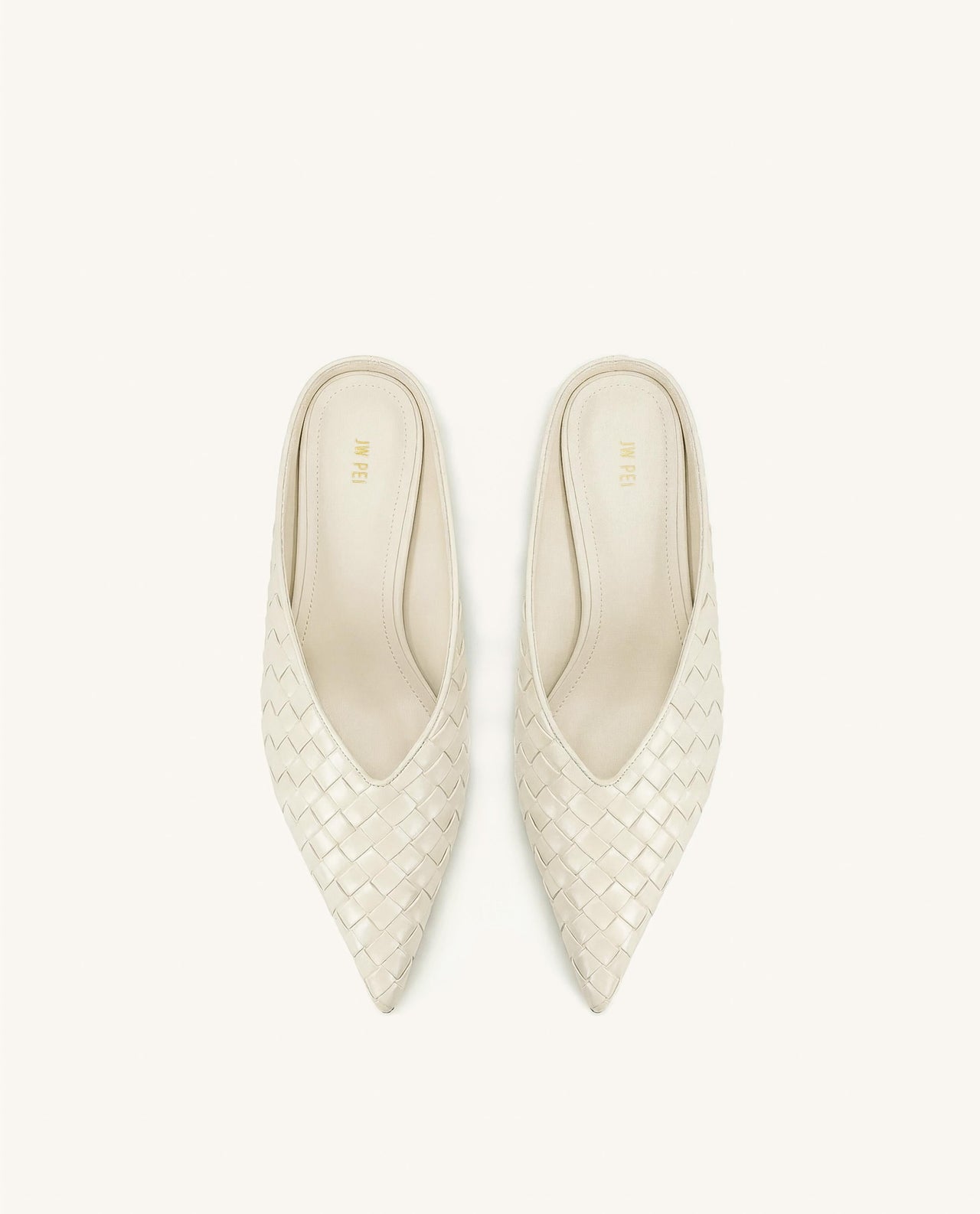 Helena ウーブンテクスチャード ポインテッドトゥ ミュール - ベージュ