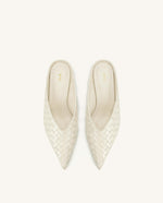 Helena ウーブンテクスチャード ポインテッドトゥ ミュール - ベージュ