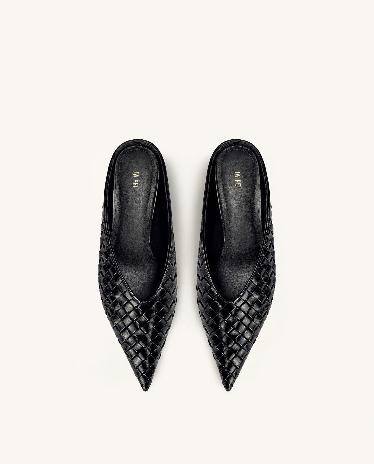 Helena ウーブンテクスチャード ポインテッドトゥ ミュール - ブラック