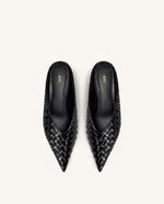 Helena ウーブンテクスチャード ポインテッドトゥ ミュール - ブラック