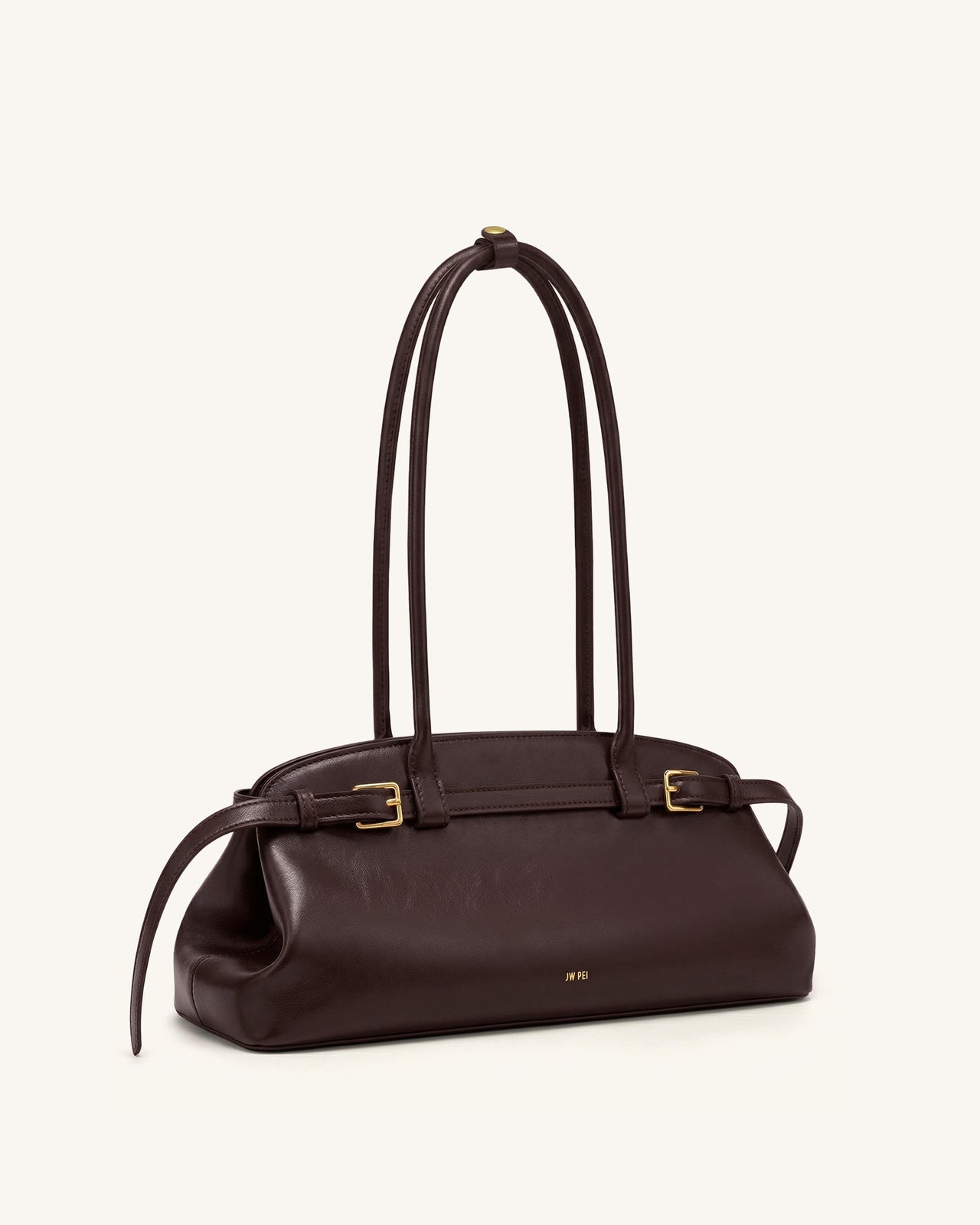 Arden ベルトディテール イーストウェスト ショルダーバッグ - ダークブラウン