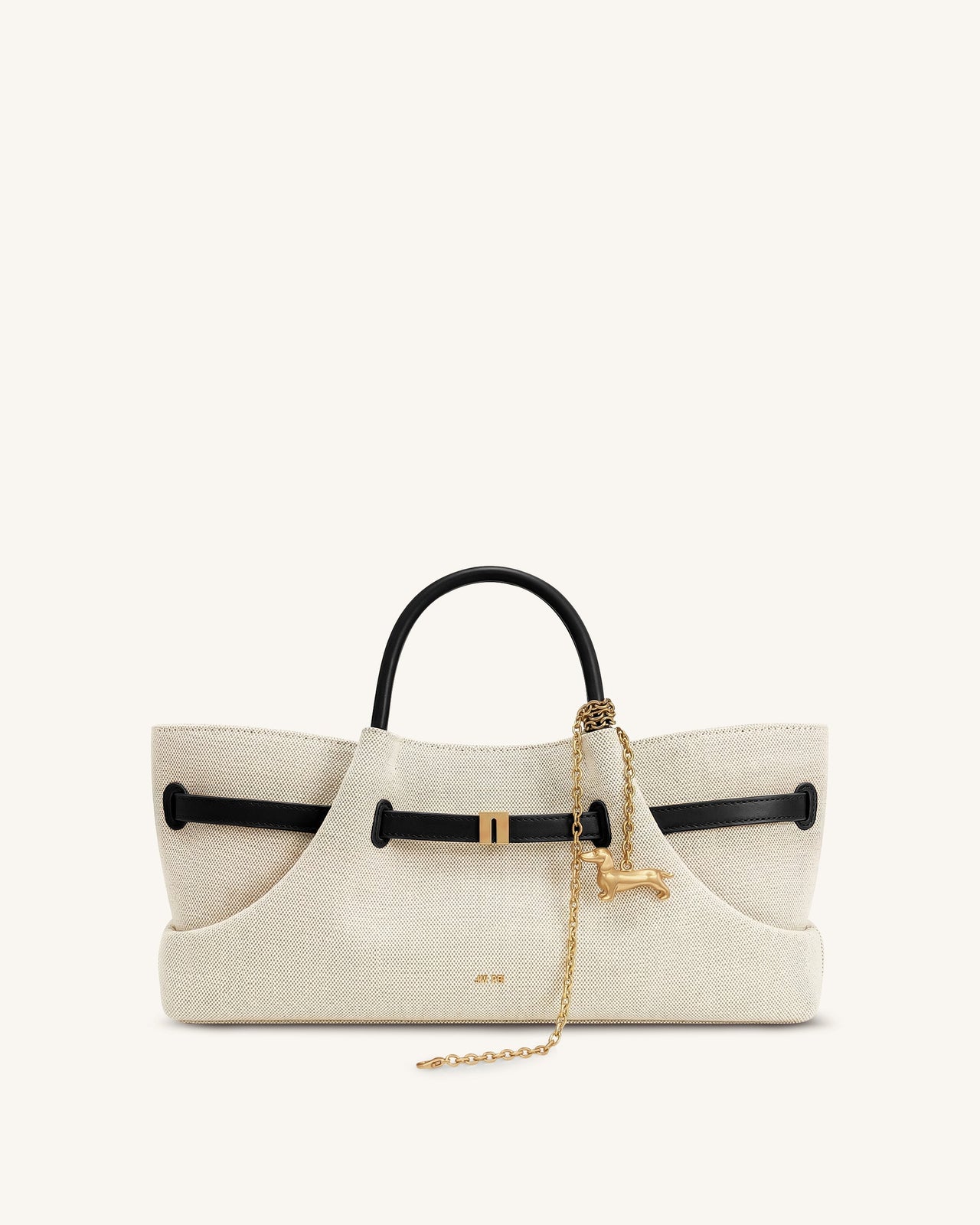 Maeve ダックスフンド メタルチャーム トートバッグ - ブラックキャンバス