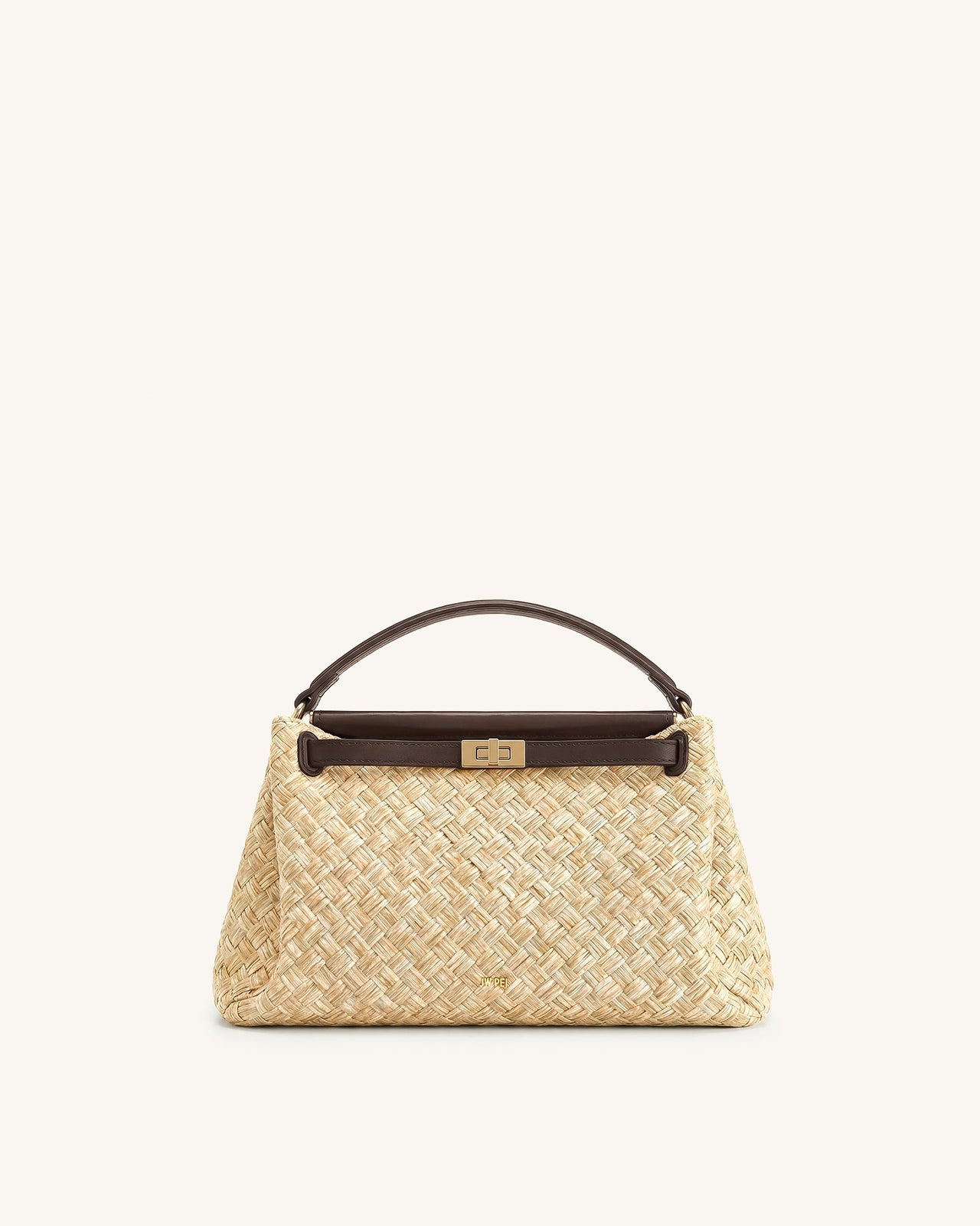 Carmen フェイクストロー トップハンドルバッグ - ブラウン