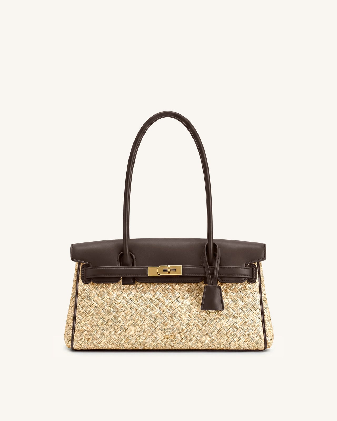 Yara フェイクストロー ショルダーバッグ - ブラウン