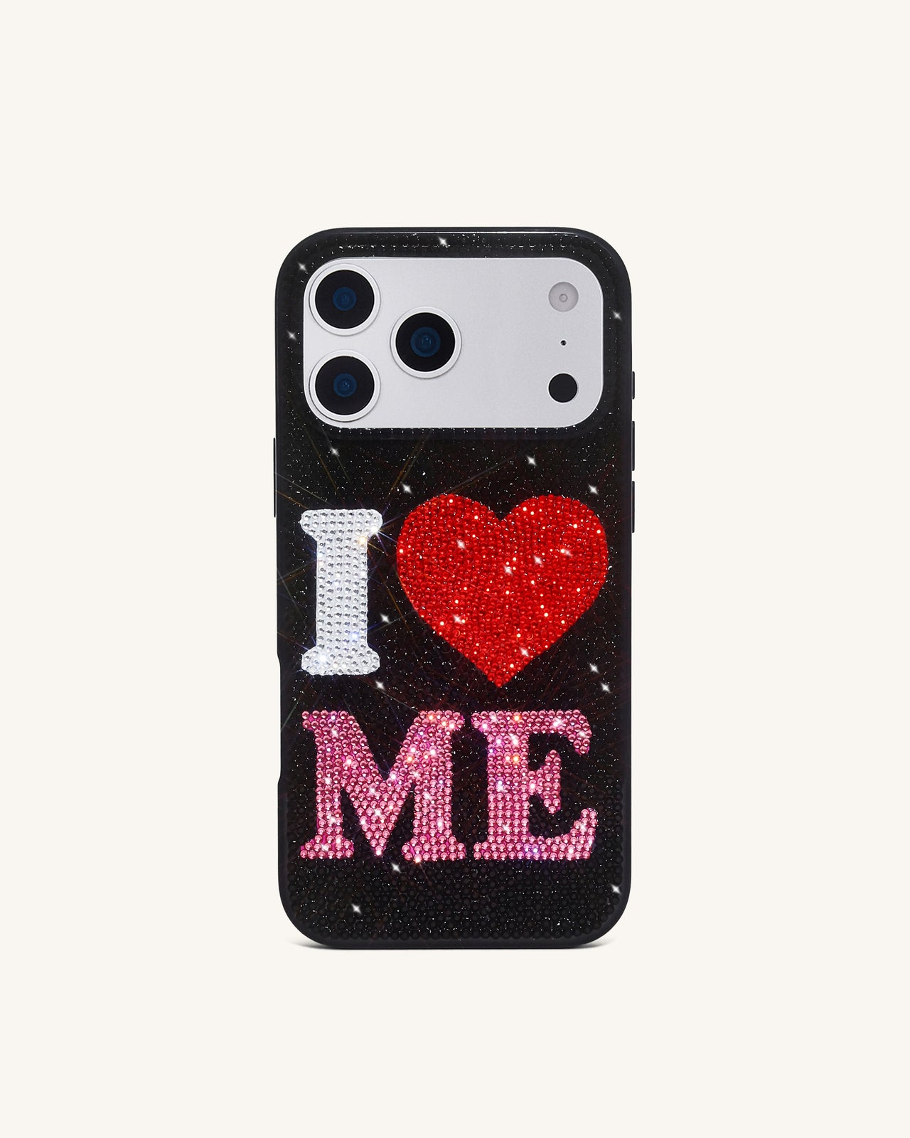 アイラブミー 人工クリスタル スマホケース - ブラック