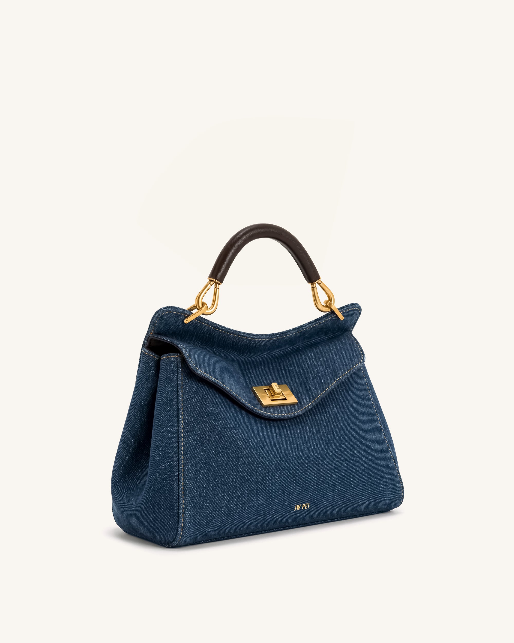 JW PEI Lucia クラシックフェイクスエード トップハンドネイビーブルー Lucia クラシックハンドバッグ - ブルーデニム - JW PEI Japan Official
