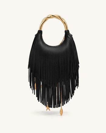 Chloe メタルハンドル フリンジ トップハンドバッグ - ブラック