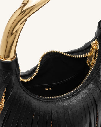 Chloe メタルハンドル フリンジ トップハンドバッグ - ブラック