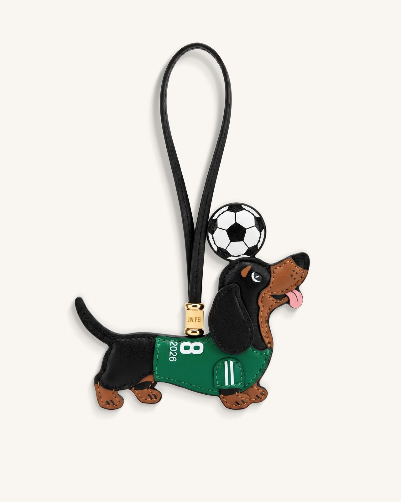 ワールドカップ ダックスフンド サッカー ジャージ バッグチャーム - グリーン