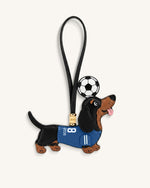 ワールドカップ ダックスフンド サッカー ジャージ バッグチャーム - ブルー
