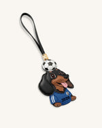 ワールドカップ ダックスフンド サッカーボール バッグチャーム - ブルー