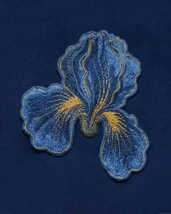 Iris 刺繍 ストラップレス マキシドレス - ネイビーブルー