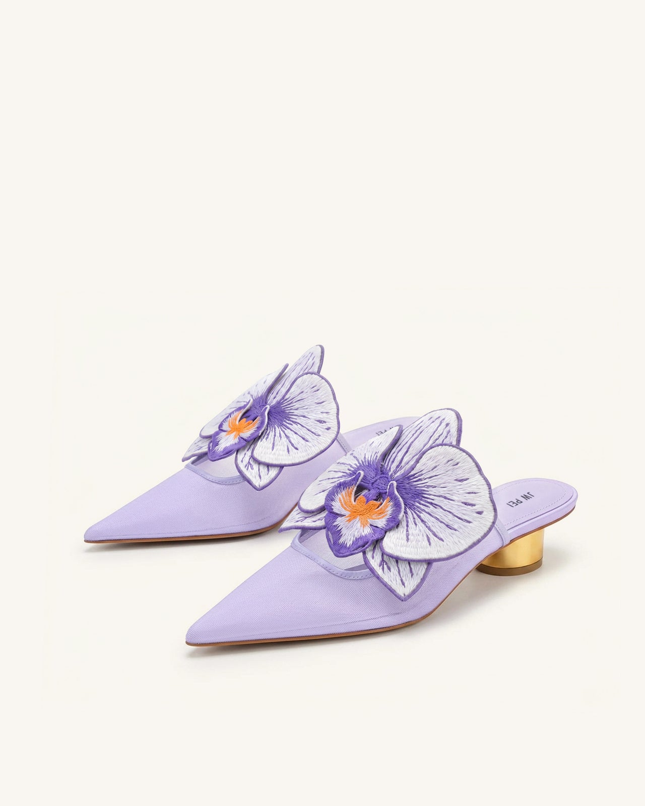 Helena 刺繍装飾 ピアスト ミュール - パープル