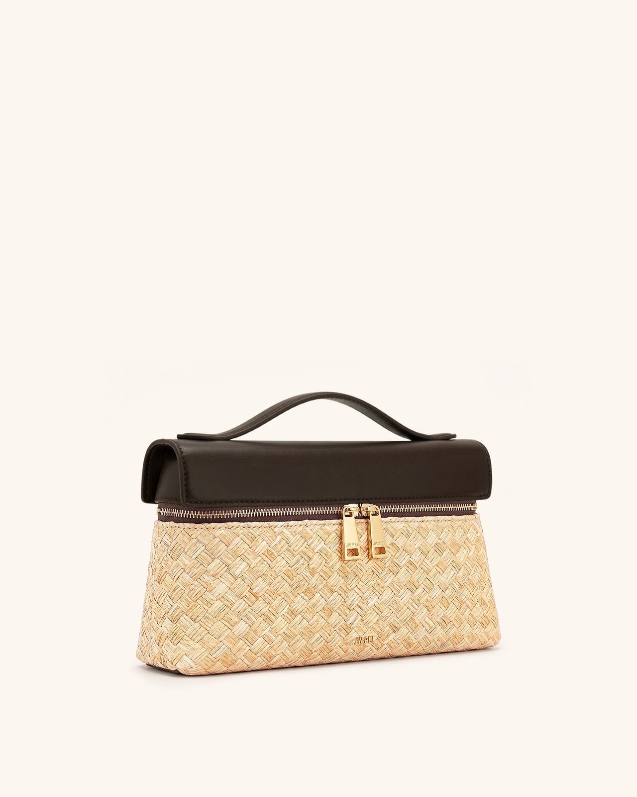 Thea フェイクストロー トップハンドルバッグ - ブラウン