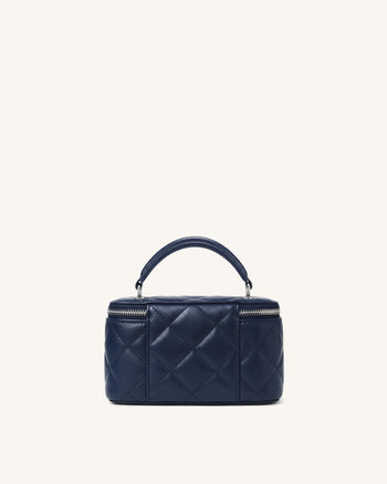 Vivienne キルティング バニティ トップハンドルバッグ - ネイビー