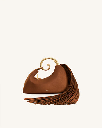 Nell フリンジ金具 トップハンドルバッグ - モカブラウン