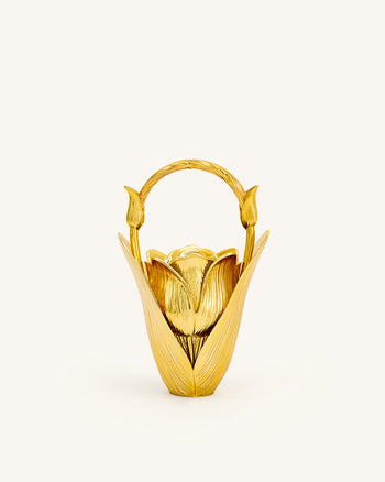 Ella チューリップ花瓶型トップハンドルバッグ - ゴールド