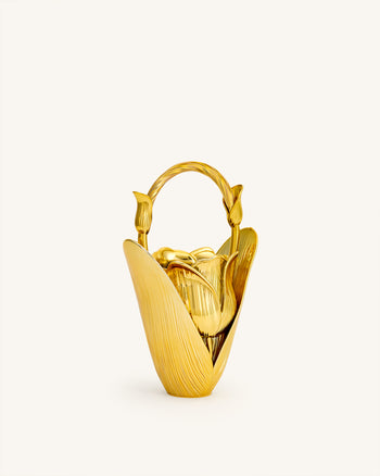 Ella チューリップ花瓶型トップハンドルバッグ - ゴールド