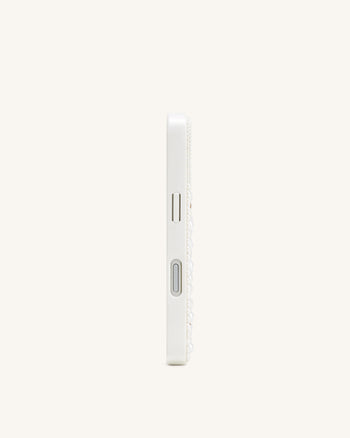 Pearl 装飾付き スマホケース - ホワイト