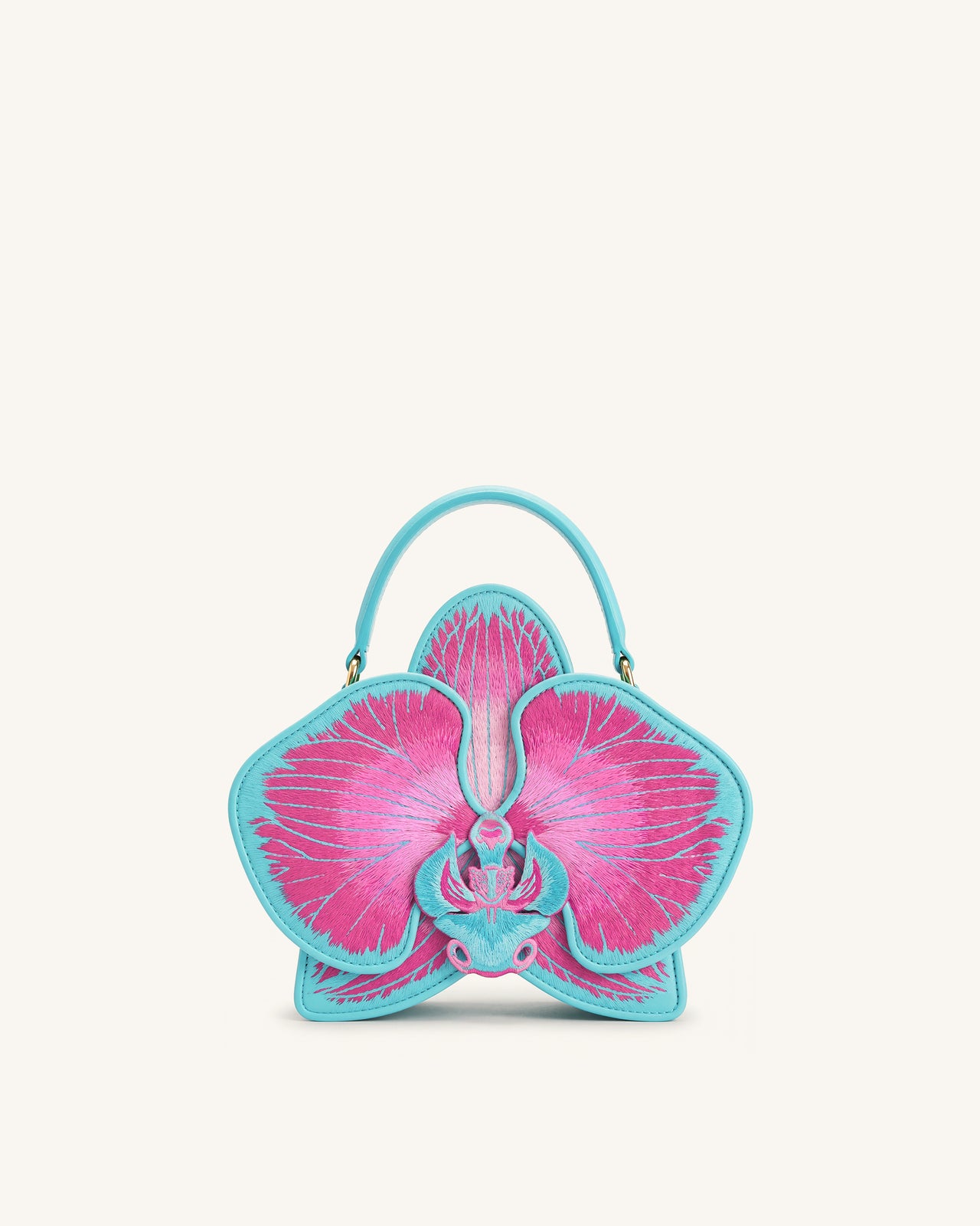 Flora オーキッドシェイプ トップハンドルバッグ - ピンクブルー