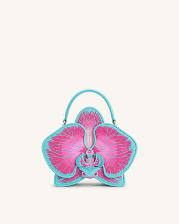 Flora オーキッドシェイプ トップハンドルバッグ - ピンクブルー