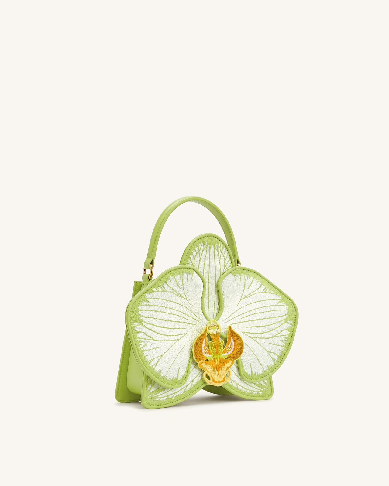 Flora オーキッドシェイプ トップハンドルバッグ - ライトグリーン