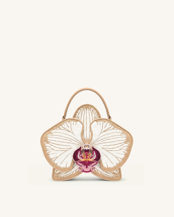 Flora オーキッドシェイプ トップハンドルバッグ - シャンパン