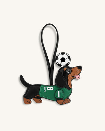 ワールドカップ ダックスフンド サッカー ジャージ バッグチャーム - グリーン