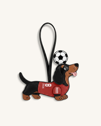ワールドカップ ダックスフンド サッカー ジャージ バッグチャーム - レッド
