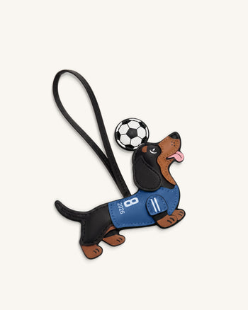 ワールドカップ ダックスフンド サッカー ジャージ バッグチャーム - ブルー