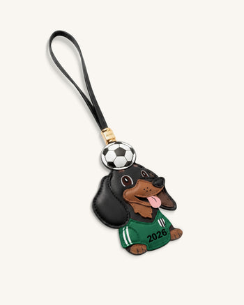 ワールドカップ ダックスフンド サッカーボール バッグチャーム - グリーン